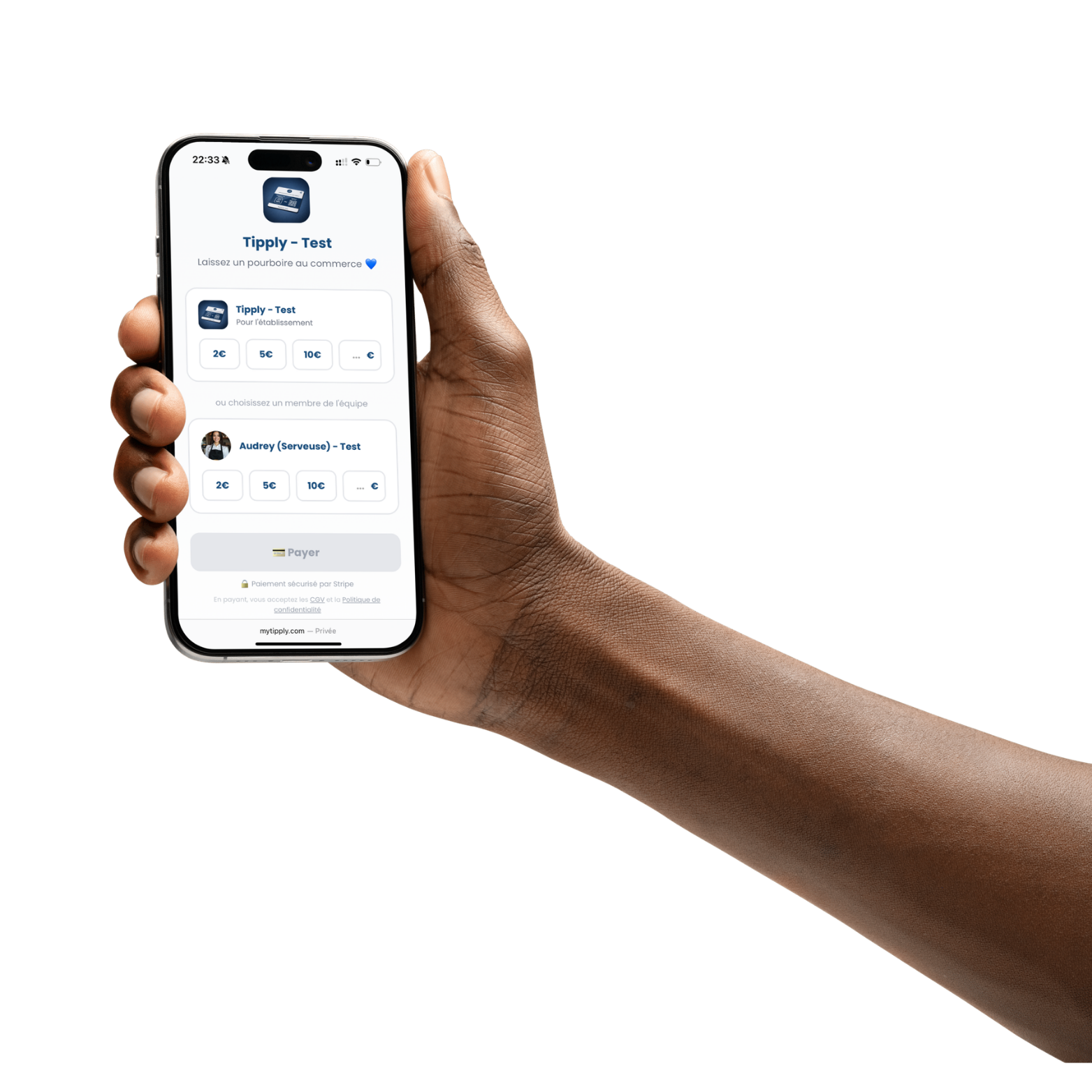 Capture d'écran page tip client